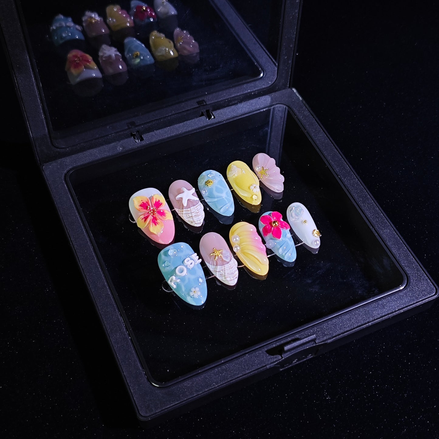 Finger Fantasy-Classic Fantasy Luxury Handmade Press On Nail Set with Gift Box & Greeting Card, 10pcs Elegant Nail Art Kit for Manicure, Perfect for Gifts and Holiday Glam(NM0004)